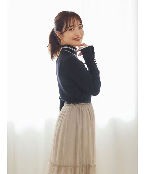 ニット セーター スリットゴールドボタンリブニット「低身長・小柄女性」 レディース ニット セーター スリットゴールドボタンリブニット「低身長