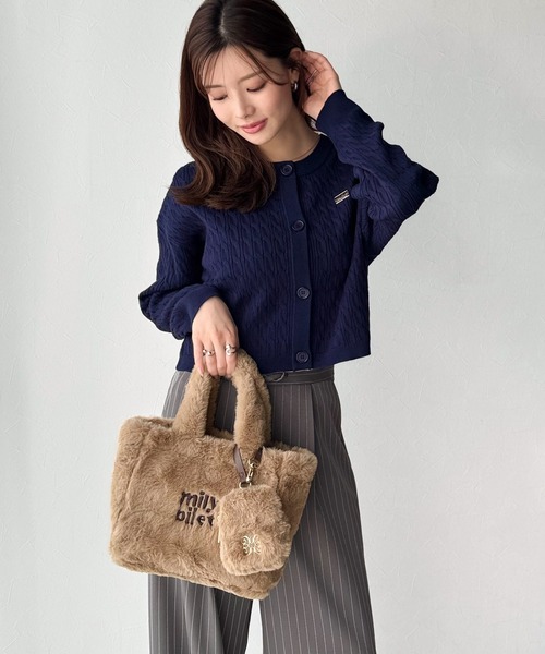 goa フリンジ付きファーショルダーバッグ mily bilet ショルダーバッグ バッグ 「mily bilet」ふわふわの