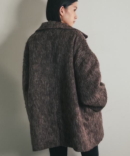 ピーコート pコート シャギーダブルコート レディース メンズ