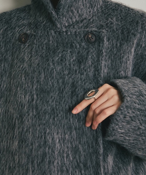 ピーコート pコート シャギーダブルコート レディース メンズ