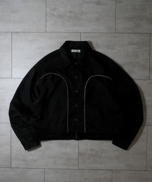 Soupy ブルゾン アウター faux suede western stitch short