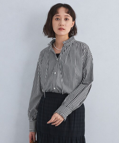 ブラウス シャツ 「size SHORTあり」フリルネック ブラウス