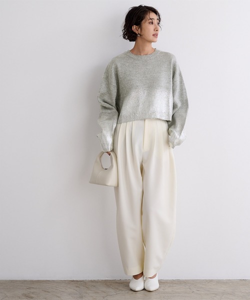 ソリン 新作トップス シルバー SORIN ニット セーター Sheer ＆ Rib Mix Top レディース