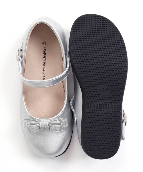 ♡bebe♡　0617 BeBe（ベベ） バレエシューズ ラメリボンストラップシューズ(17~21cm