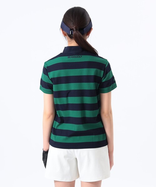 tシャツ 「吸水速乾」「WOMEN」ORANGE LABEL / 鹿の子 ボーダー モックネックシャツ レディース BEAMS GOLF（ビームス ゴルフ）〈WOMEN〉ORANGE LABEL / 鹿の子