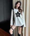 tシャツ ダメージ スター ルーズ トップス ...の詳細画像5