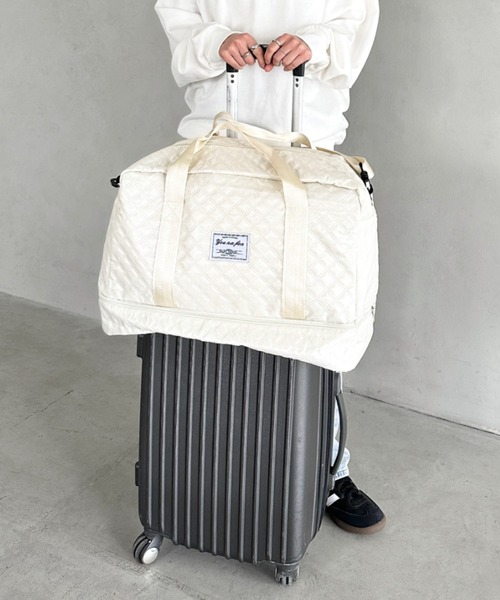 ボストンバッグ 軽量キルティングトラベルバッグ レディース
