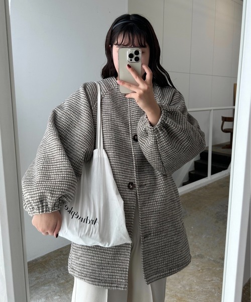 lawgy（ラウジー） ノーカラーコート FREE ブラウン レディース