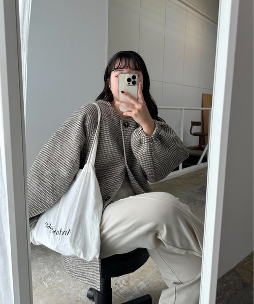 lawgy（ラウジー） ノーカラーコート FREE ブラウン レディース