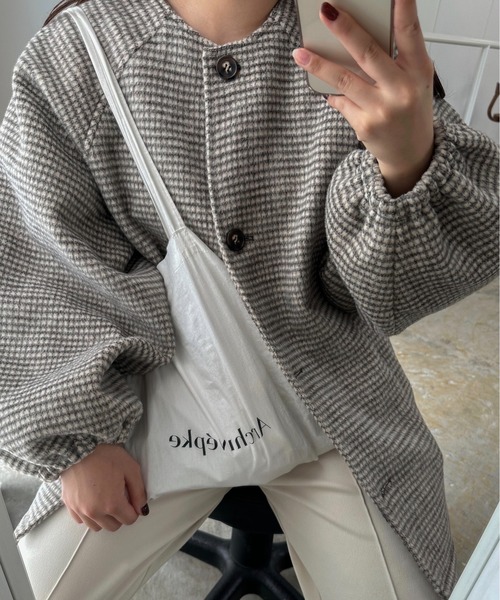 lawgy（ラウジー） ノーカラーコート FREE ブラウン レディース