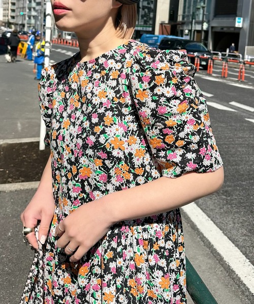 ボンポワン Bongpini ワンピース 8 ＆シャツ　ネイビー 花柄 ボンポワン Bongpini ワンピース 8 ＆シャツ ネイビー 花柄