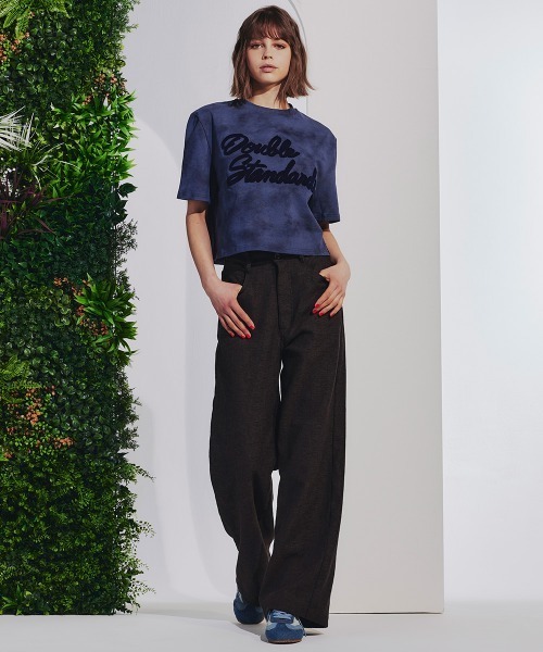 DOUBLE STANDARD CLOTHING tシャツ 筆記体ロゴ刺繍天竺Tシャツ