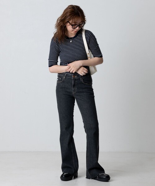 [FREAK'S STORE] повреждение обработка Denim брюки MEDIUM черный женский 