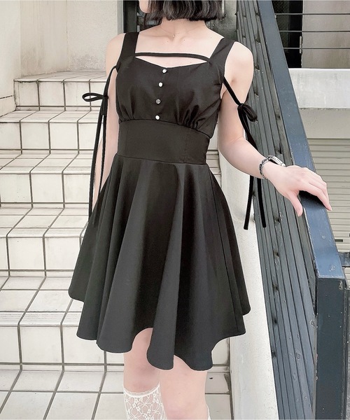 NOMAE ミニワンピース NOMAE ワンピース アームリボン2wayミニワンピース : ZOZOTOWN