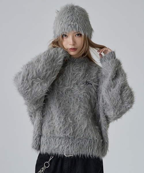 セーター ニット ワンポイントフェザーショートニット「UNISEX