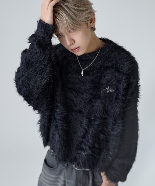 セーター ニット ワンポイントフェザーショートニット「UNISEX