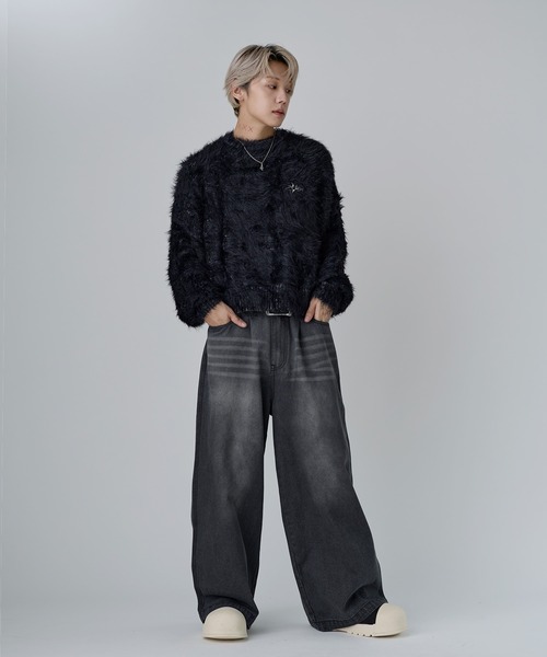 セーター ニット ワンポイントフェザーショートニット「UNISEX