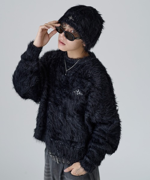 セーター ニット ワンポイントフェザーショートニット「UNISEX