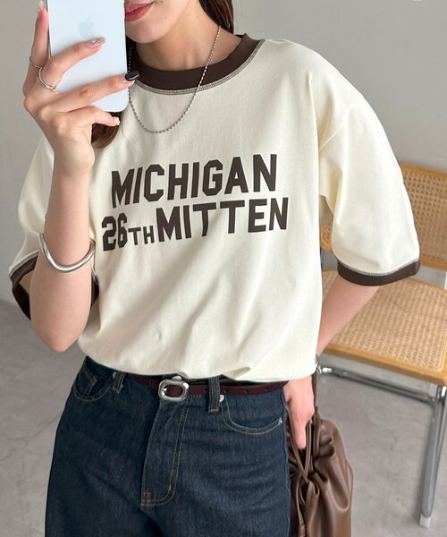 Discoat tシャツ 「ユニセックス」アソートロゴプリントリンガー