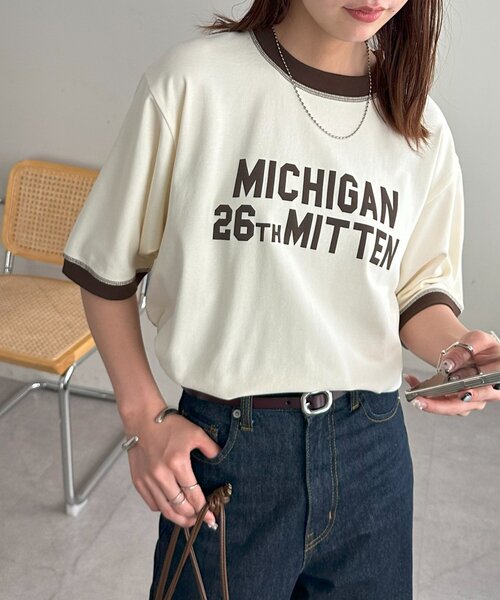 tシャツ 「ユニセックス」アソートロゴプリントリンガーTシャツ レディース メンズ | Discoat | 17