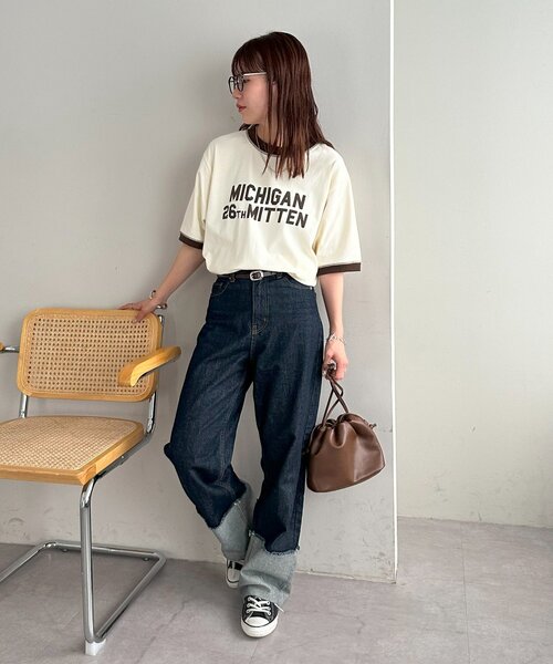 tシャツ 「ユニセックス」アソートロゴプリントリンガーTシャツ レディース メンズ | Discoat | 14