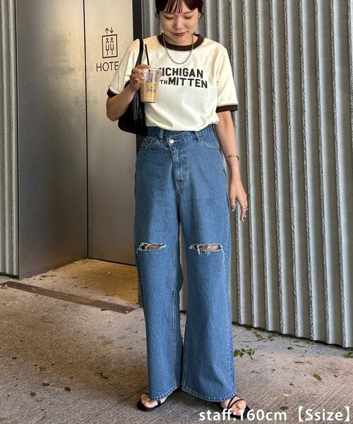 tシャツ 「ユニセックス」アソートロゴプリントリンガーTシャツ レディース メンズ | Discoat | 11