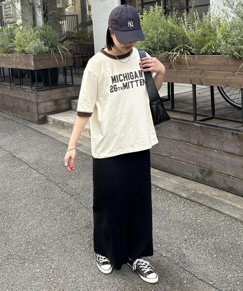 tシャツ 「ユニセックス」アソートロゴプリントリンガーTシャツ レディース メンズ | Discoat | 06
