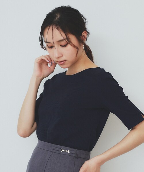 トップス el index tシャツ 「7色展開/XS-LLサイズ」ボートネックリブ