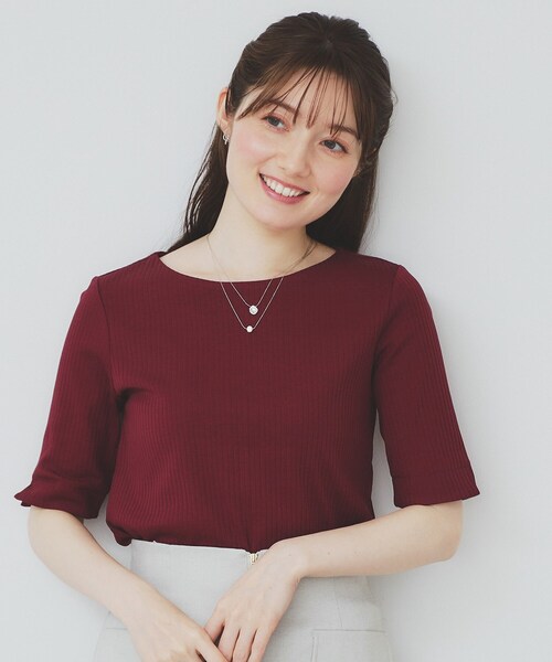 トップス nori index tシャツ 「7色展開/XS-LLサイズ」ボートネックリブ