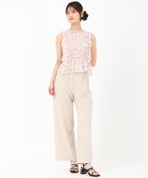 ミッシュマッシュ MISCH MASCH 2025春夏新作 小花柄シャーリングノースリブラウス （BLACK） MISCH MASCH ブラウス シャツ 2025春夏新作 小花柄シャーリング