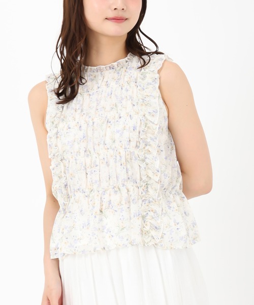 ミッシュマッシュ MISCH MASCH 2025春夏新作 小花柄シャーリングノースリブラウス （BLACK） ミッシュマッシュ MISCH MASCH 2025春夏新作 小花柄シャーリング