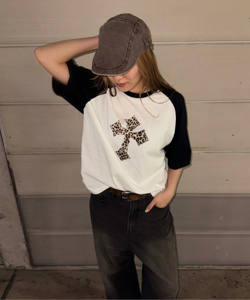 tシャツ ラインストーン柄クロスアップリケTシャツ レディース メンズ