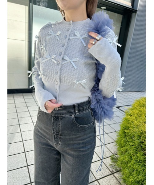 「SNIDEL」 ニットカーディガン ONE SIZE ブルー レディース