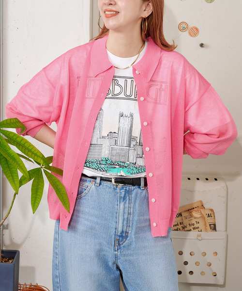 B.CSTOCK ZOZO限定】手洗い可 / シアー襟付きカーデ B.C STOCK ニット セーター 「ZOZO限定」手洗い可 / シアー襟
