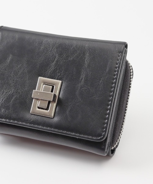 ロゴ付き黒レザー三つ折り財布 GUCCI】グッチ グッチシマ 547070 三つ折り財布 レザーレディース 3