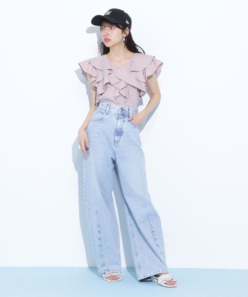 新品タグ付JILL by JILL STUART ビジュー付デニムパンツ（M） JILL by JILL STUART（ジルバイジルスチュアート） ジーンズ デニム