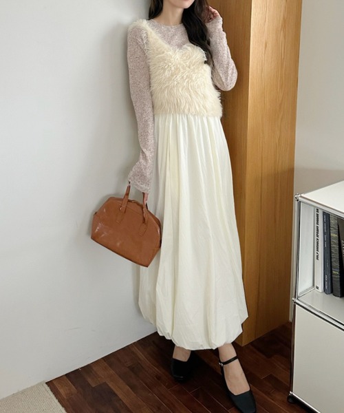 Ada. ベスト ジレ ふわもこ シャギー ファー ベスト レディース