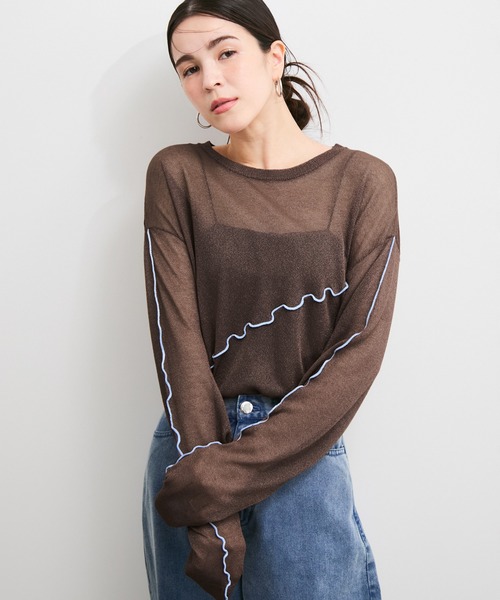 美品　ISSEY MIYAKE シアーデザインニット アシンメトリー LE CERCLE par rope' ニット セーター アシメメローシアーニット