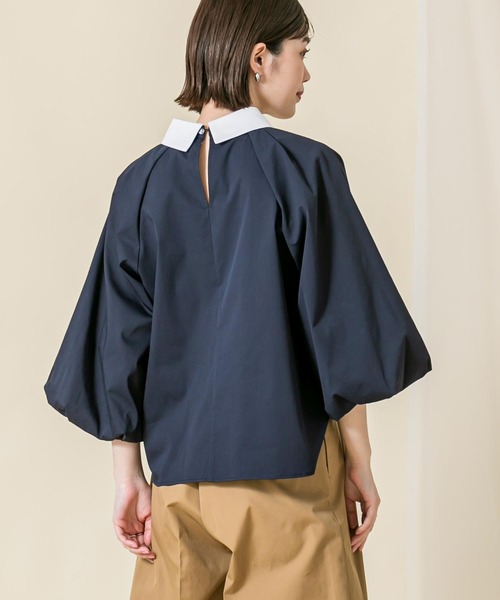「Gready Brilliant」 「AuieF」7分袖ブラウス 38 ネイビー×ホワイト レディース_画像4