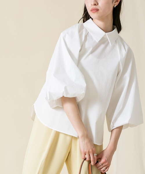 「Gready Brilliant」 「AuieF」7分袖ブラウス 38 ネイビー×ホワイト レディース_画像6