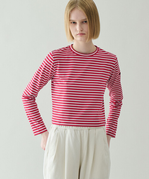 ORCIVAL 長袖カットソー ストライプ パープル レディース 0 XXS ORCIVAL tシャツ | クルーネック長袖カットソー WOMEN