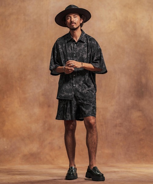 「Jih Nunc」 半袖シャツ M ブラック メンズ_画像9