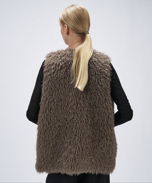 cloenc ベスト ジレ 「手洗い可」フェイクファージレ レディース