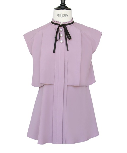 「RUIRUE BOUTIQUE」 半袖ブラウス LL ブラック レディース_画像2