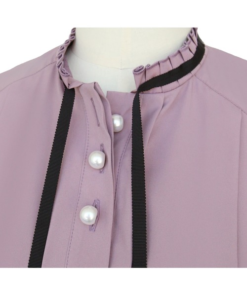 「RUIRUE BOUTIQUE」 半袖ブラウス LL ブラック レディース_画像4