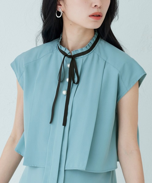 「RUIRUE BOUTIQUE」 半袖ブラウス LL ブラック レディース_画像7