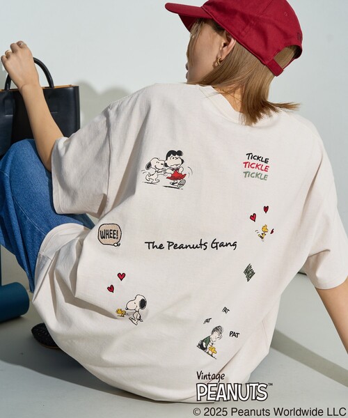 「FREAK'S STORE」 半袖Tシャツ「PEANUTSコラボ」 フリ- ベージュ レディース_画像2