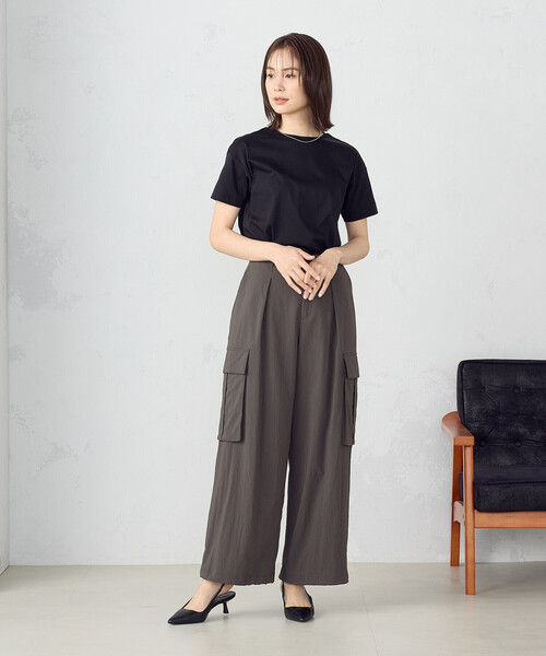 「COMME CA ISM」 半袖Tシャツ LARGE ブラック レディース_画像4