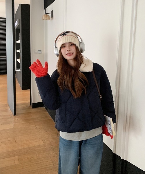 ダウンコート ダウンジャケット 衿ボア トグルボタン キルティング