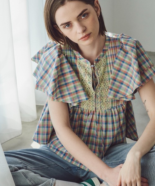 「Unitage」 半袖ブラウス FREE グリーン レディース_画像7